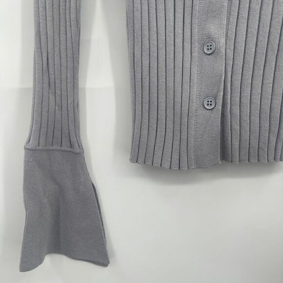 Urban Outfitters Women's Dylan Gray Collared Ribbed Flyaway Cardigan Medium NWT - Picture 4 of 9